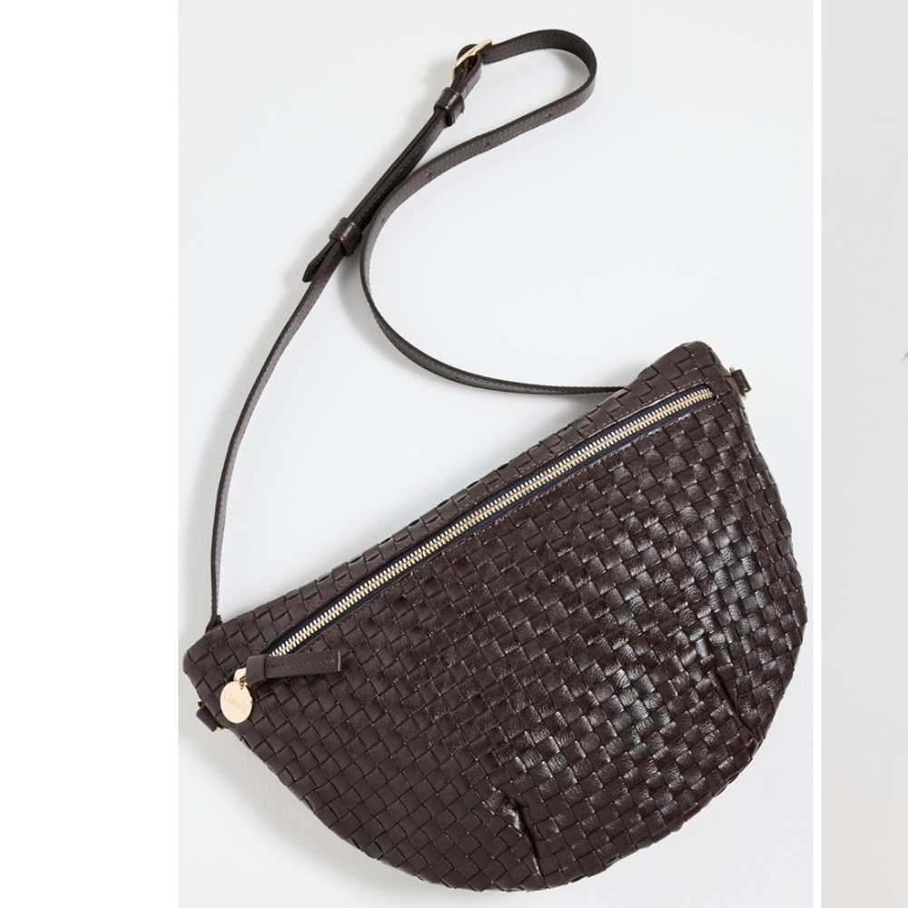 Clare V Woven Leather Crossbody Bag in Dark Brown with Gold Hardware Kalamata - Picture 4 of 16
